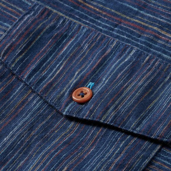 NEW SCOTCH & SODA Linen Blend Spaced Out Horizontal Striped Shirt Navy 267mn - Picture 5 of 5